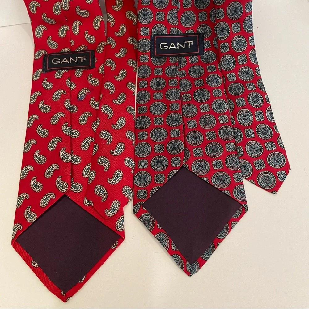Vintage Gant Ties Lot Of 2 100% Silk - Picture 4 of 6